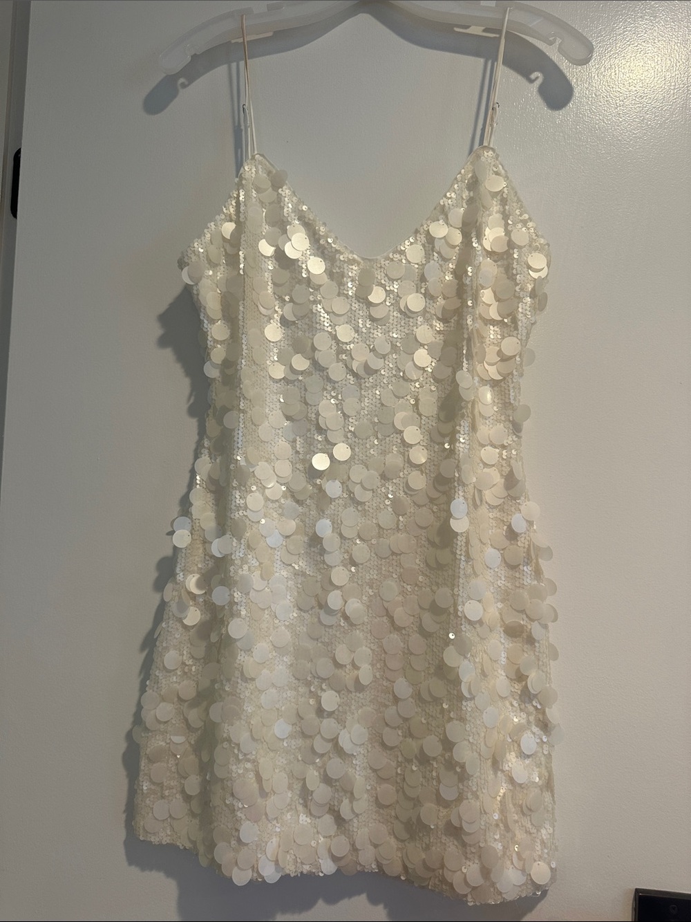 Meshki Ivory Sequin Mini Slip Dress